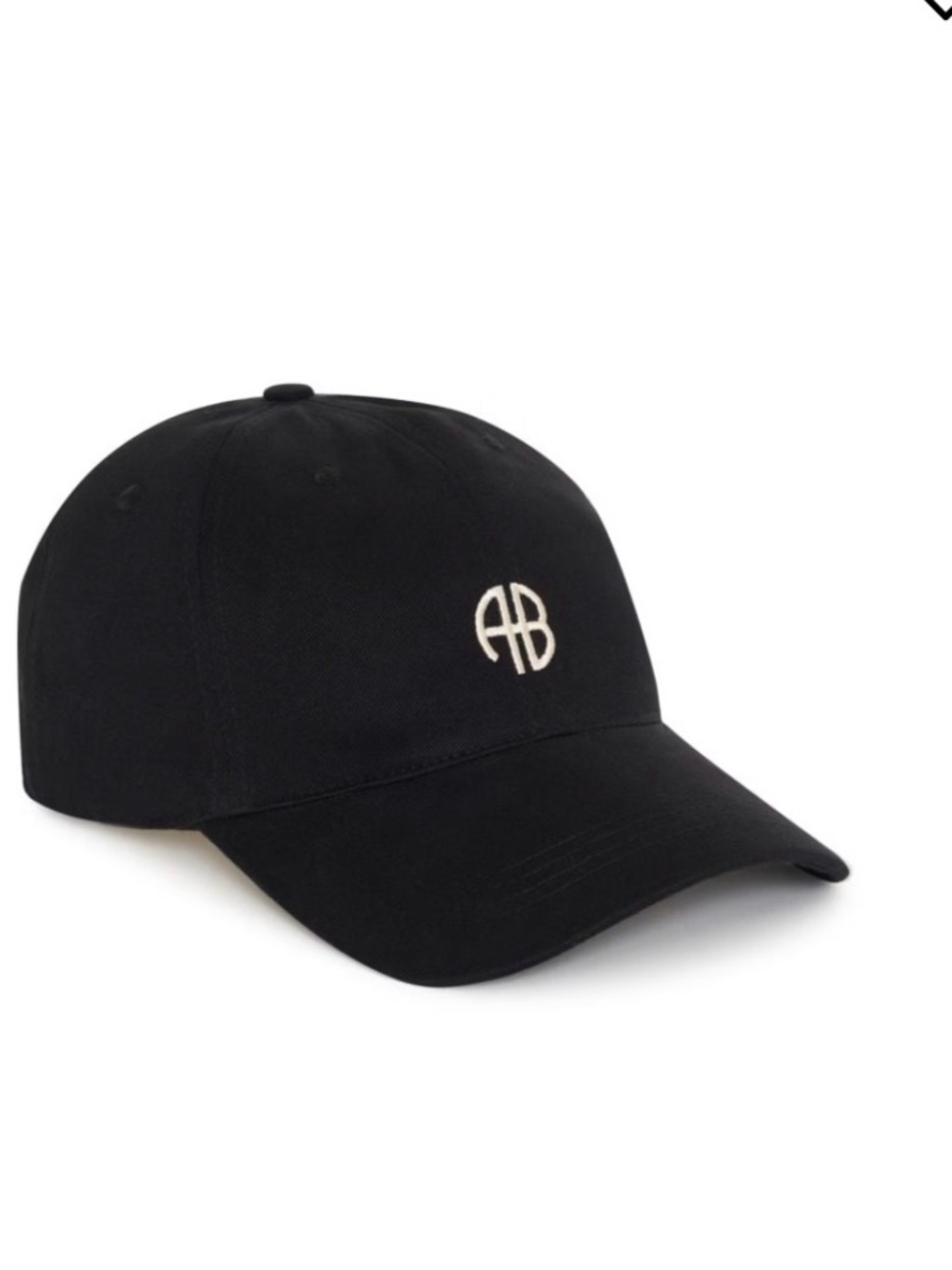 Anine Bing Jeremy Black Baseball Cap with Embroidered Monogram